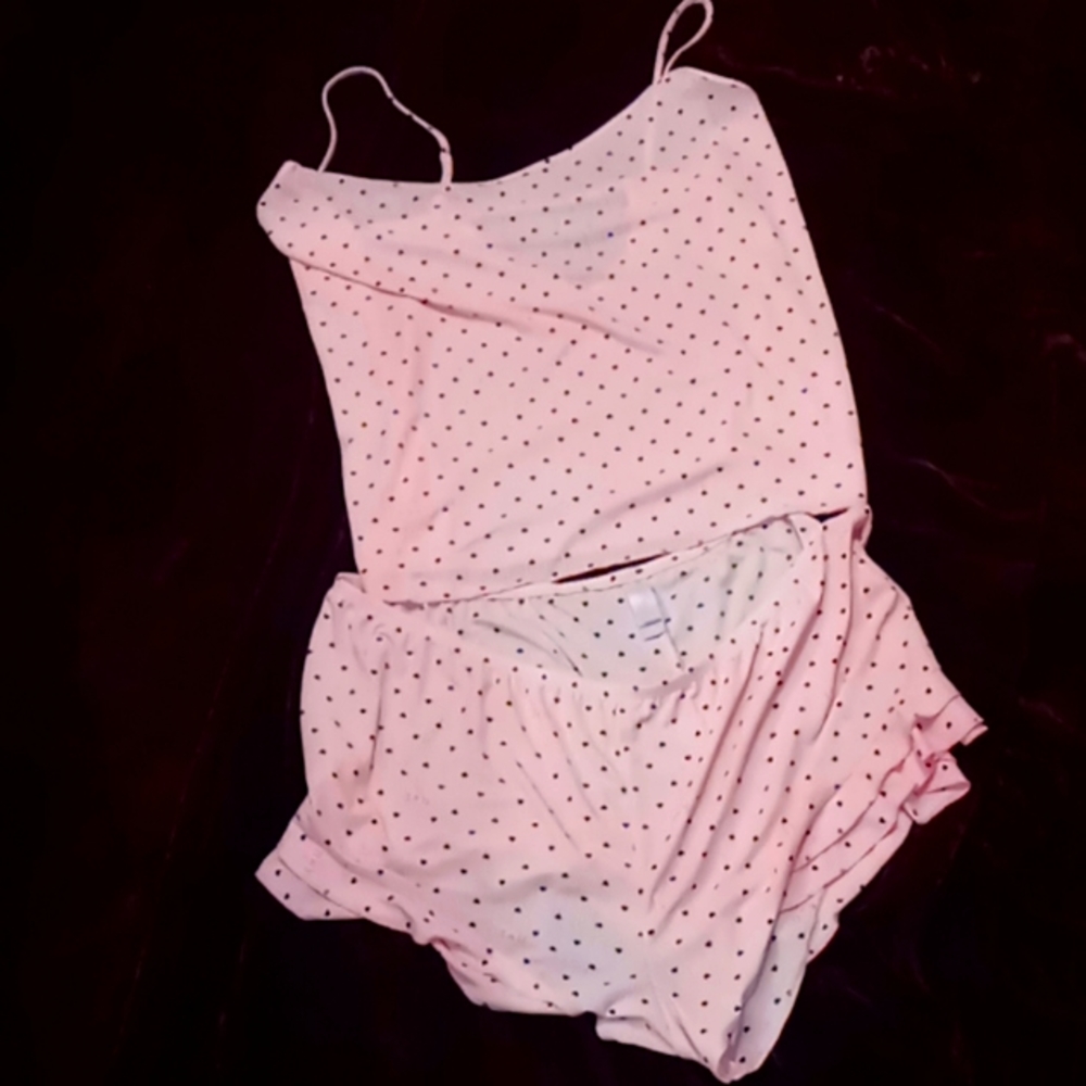 Pink w/ black hearts 2pc night set 3X NWOT